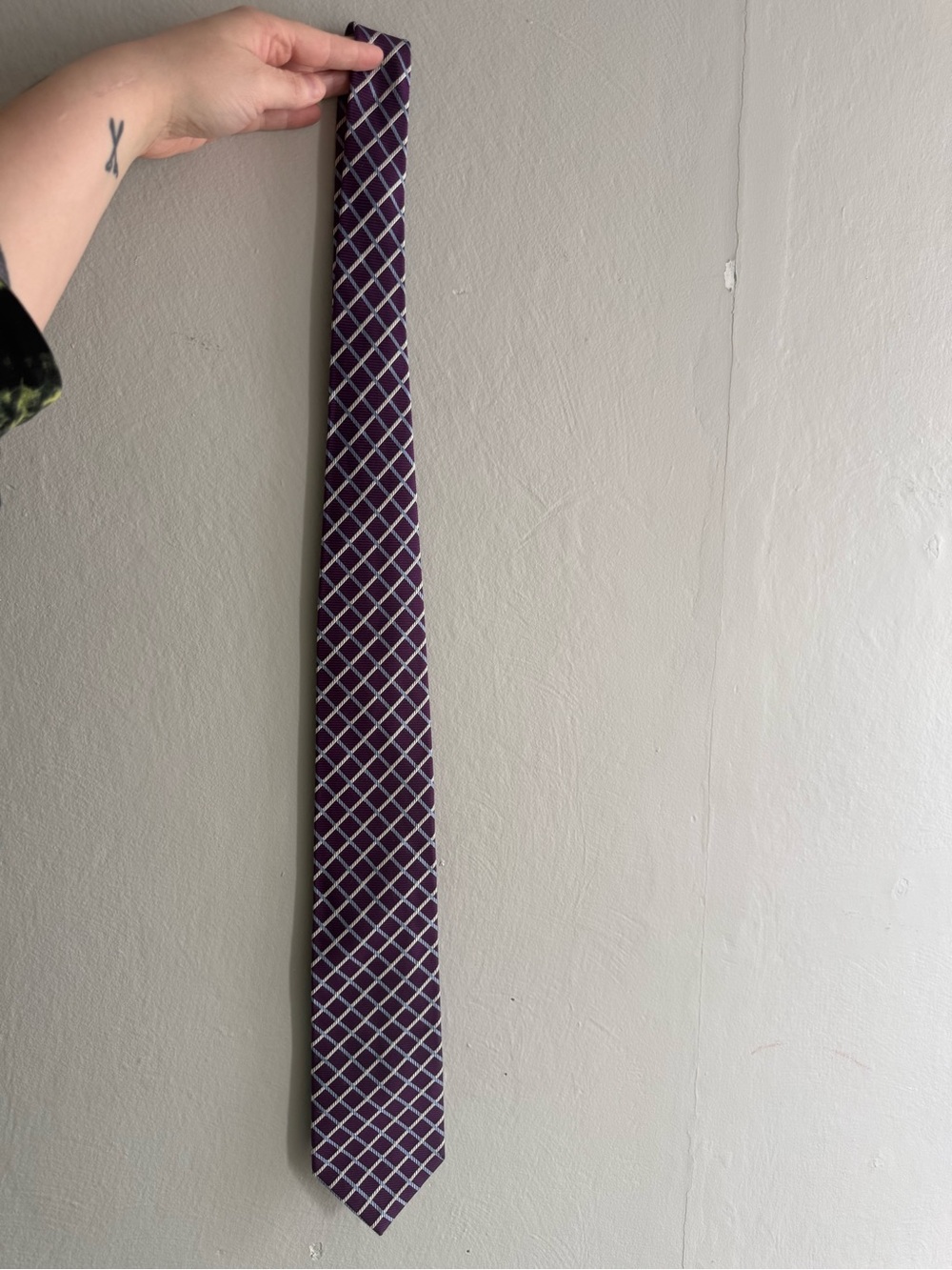 Jos. A. Bank Purple Grid Tie with White Accents
